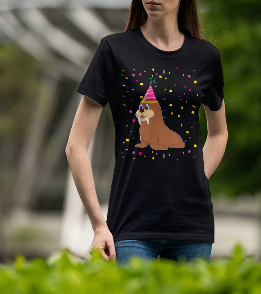 Funny WALRUS Birthday Confetti T-Shirt