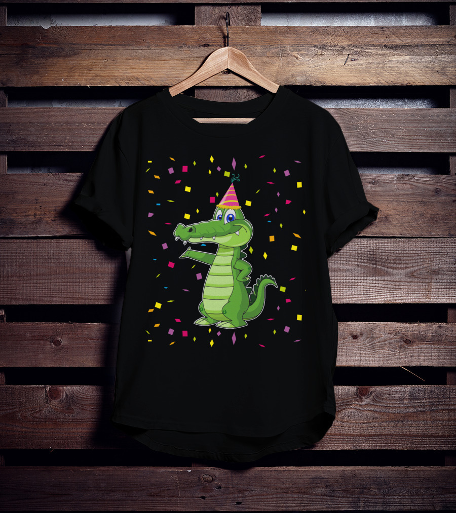 Funny Alligator Birthday Party Confetti T-Shirt