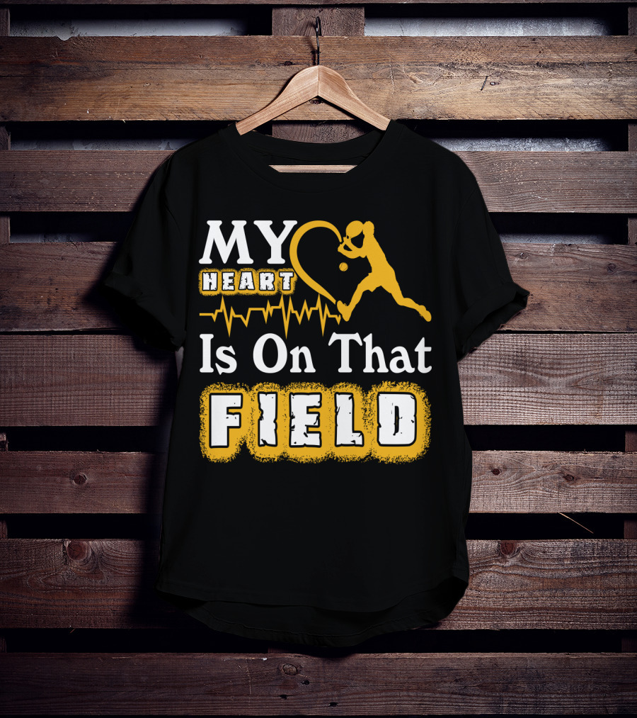 My Heart Is On That Field Tennis Player With Heartbeat And Ball T-Shirt