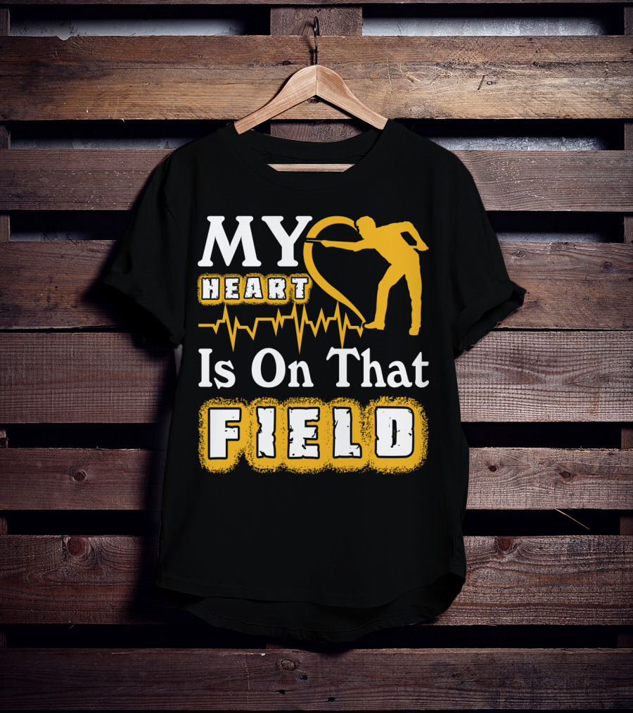 My Heart Is On That Field Billiards Player Heartbeat T-Shirt