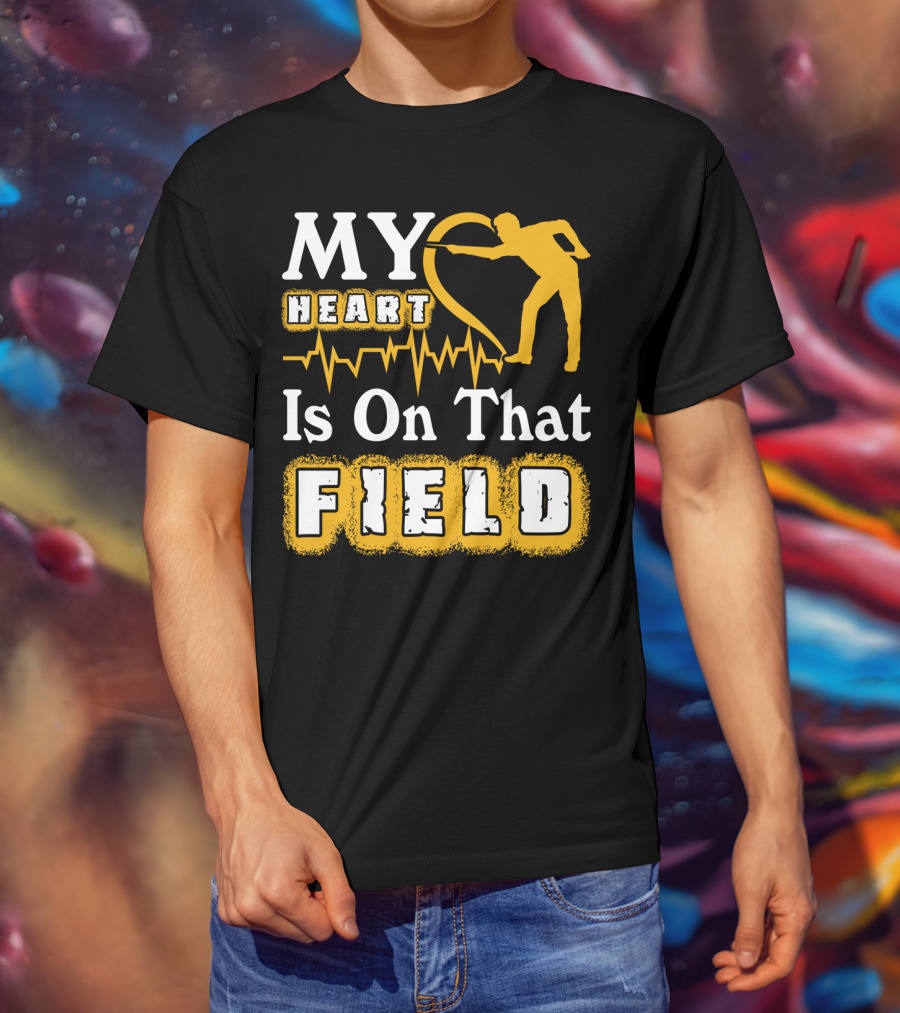 My Heart Is On That Field Billiards Player Heartbeat T-Shirt