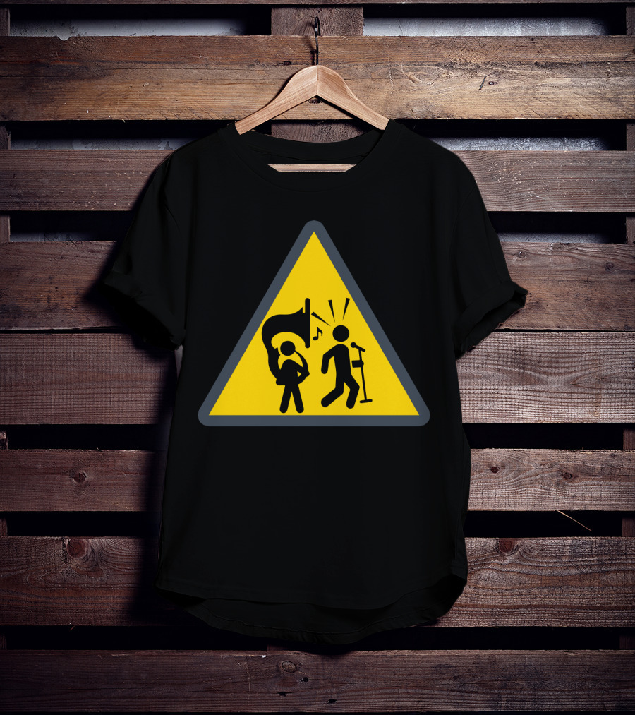 Warning Tuba Player Stick Figure Comedy T-Shirt