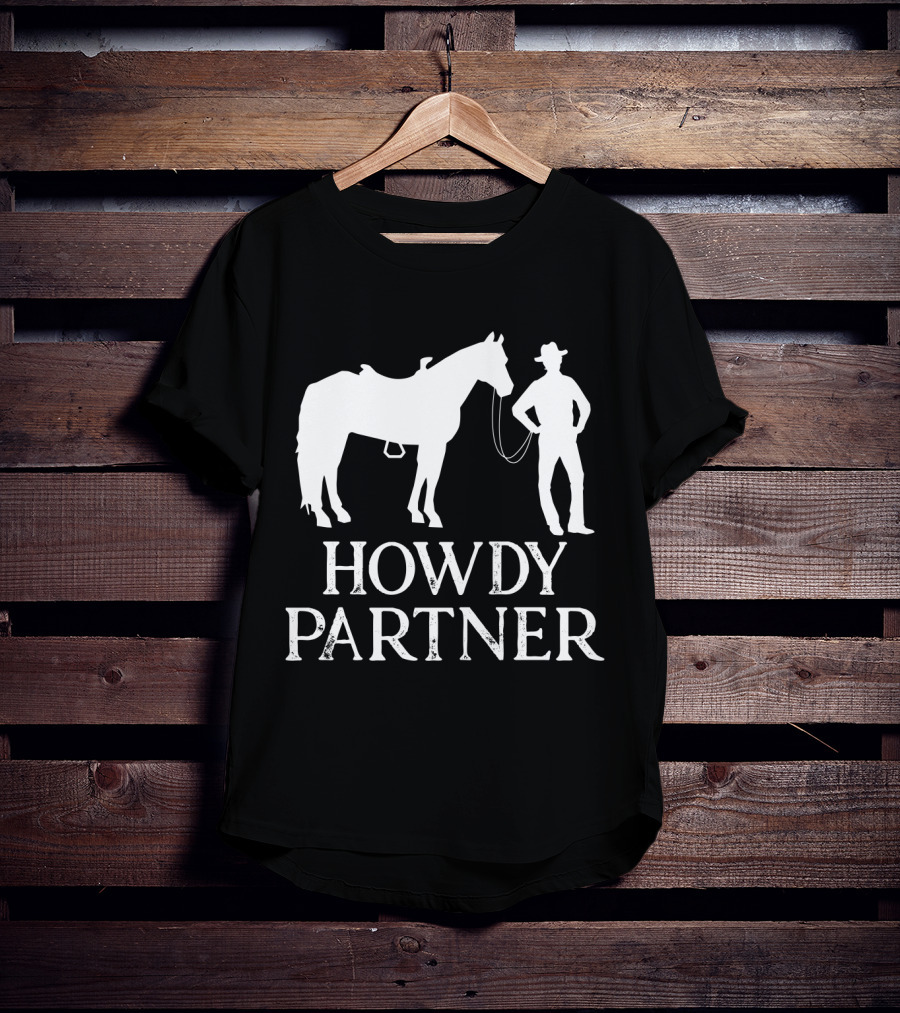 Howdy Partner Western Style Cowboy And Horse T-Shirt