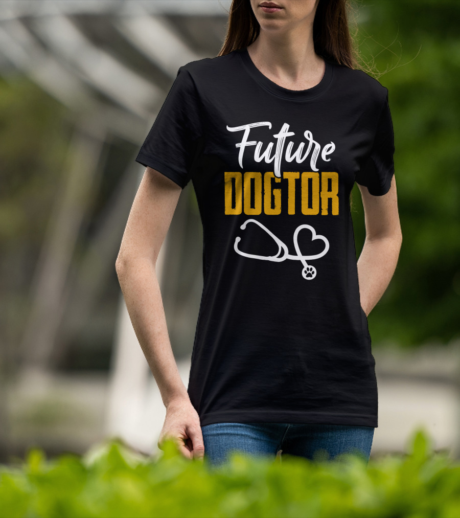 Future Dogtor Stethoscope Heart Veterinarian Vet Student Dog T-Shirt