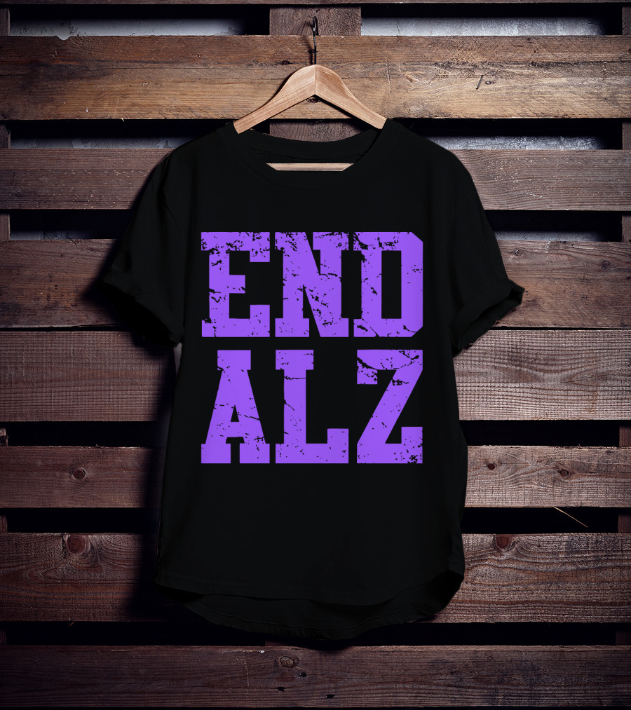 END ALZ Alzheimers Awareness Purple Text T-Shirt