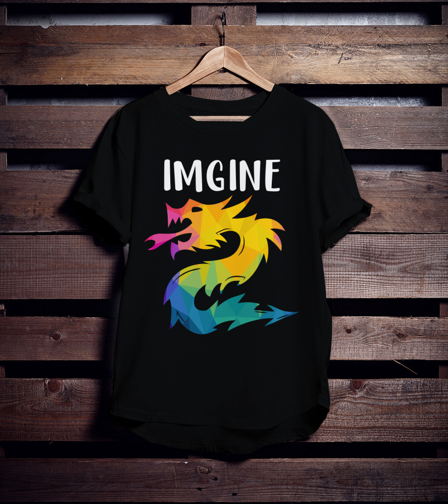Imagine Vibrant Geometric Dragon Tattoo T-Shirt