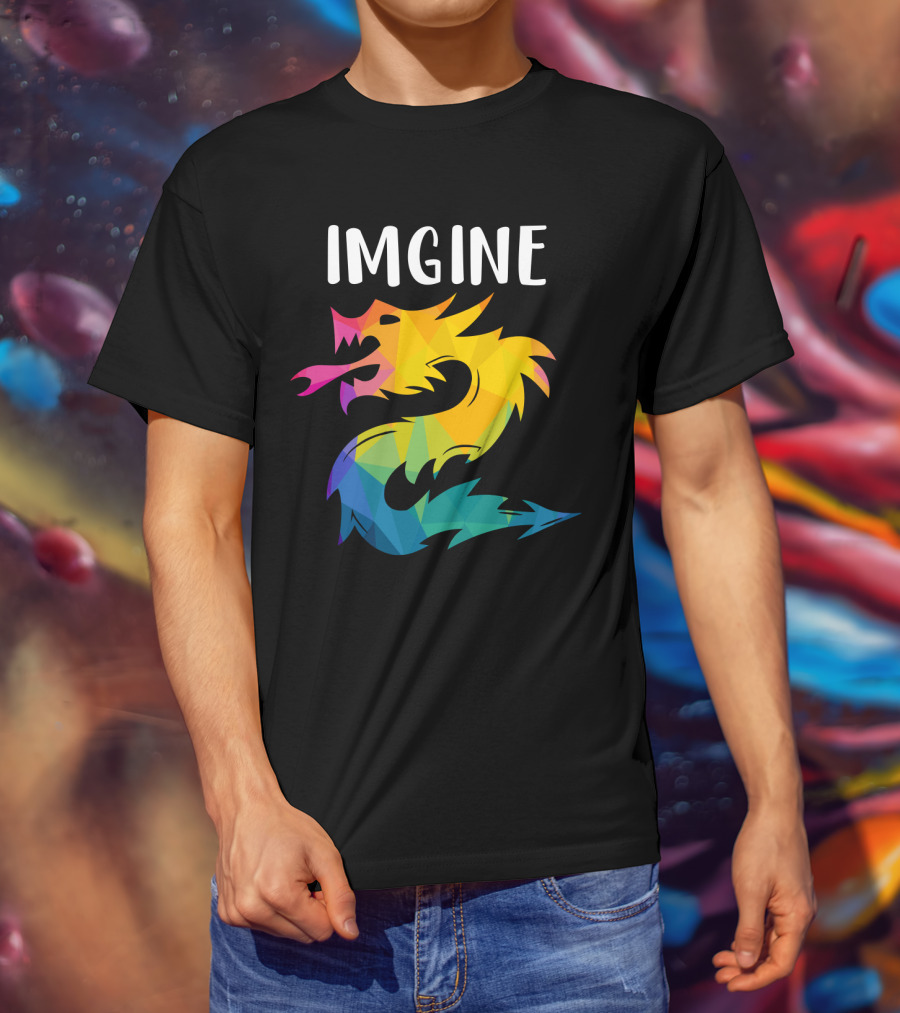 Imagine Vibrant Geometric Dragon Tattoo T-Shirt