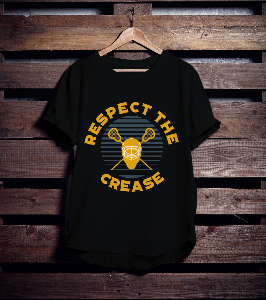 Respect The Crease Lacrosse Goalie Mask And Sticks T-Shirt