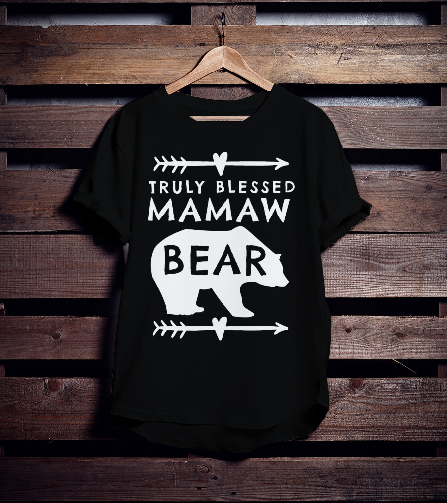 Truly Blessed Mamaw Bear Grandma Bear Silhouette Arrows Hearts T-Shirt
