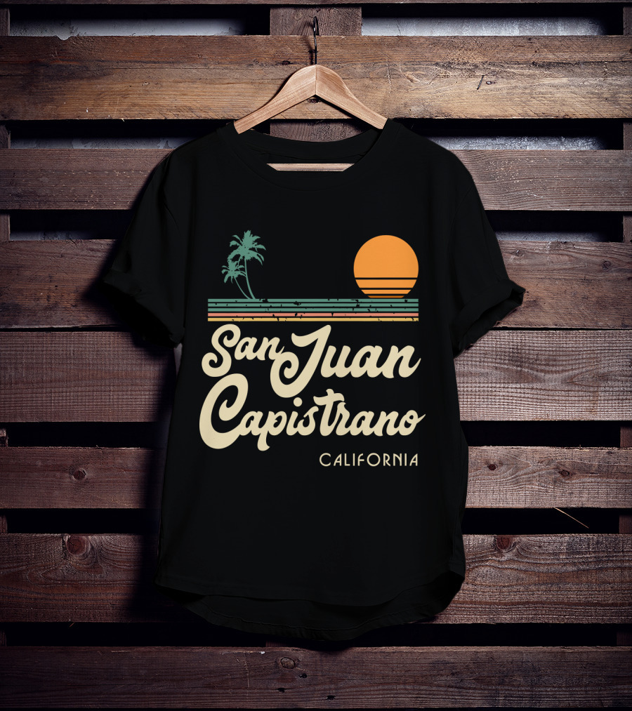 San Juan Capistrano California Vintage Sun And Palm Trees T-Shirt