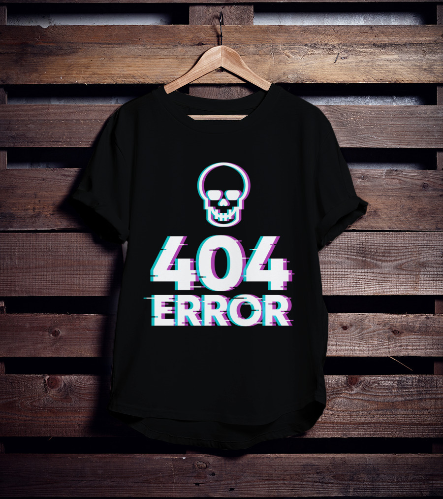 404 Error Skull Glitch T-Shirt