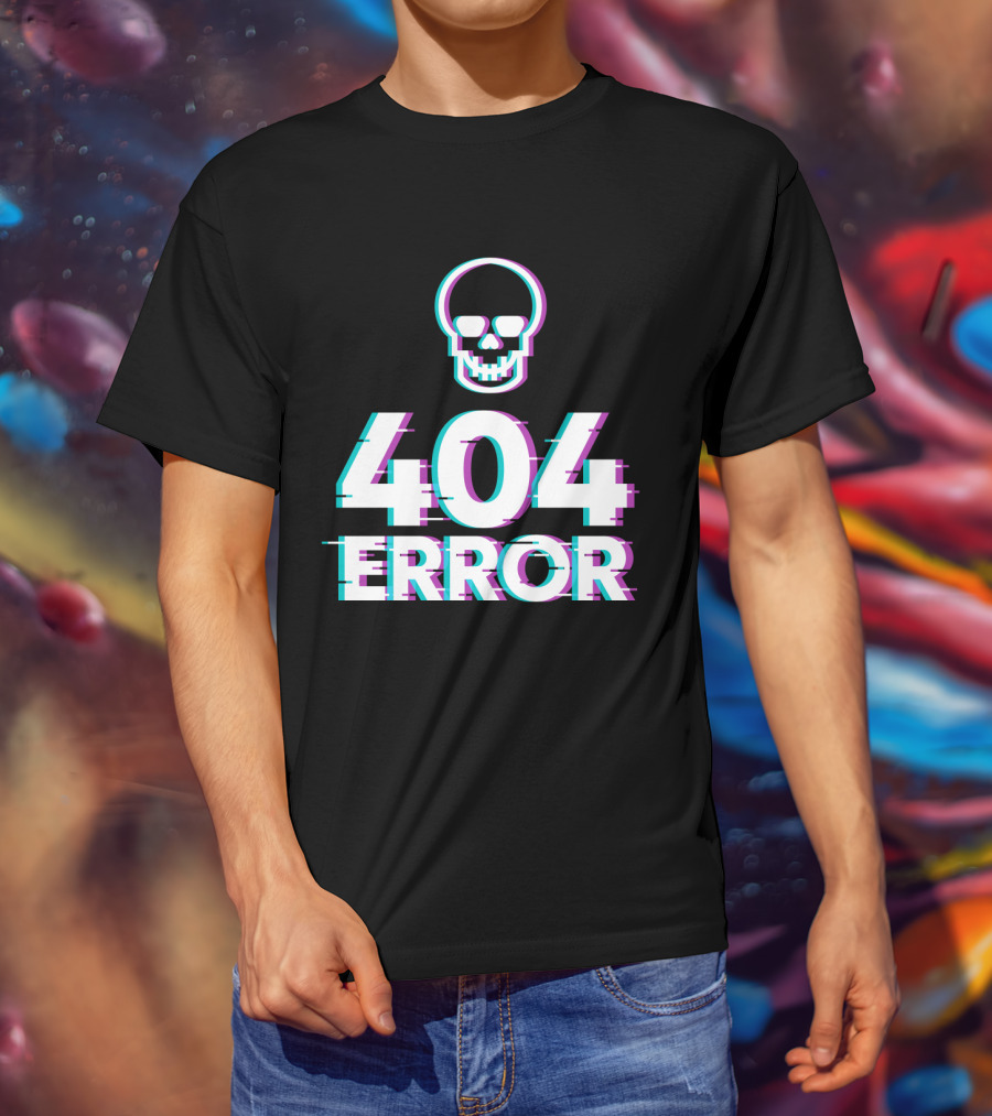 404 Error Skull Glitch T-Shirt