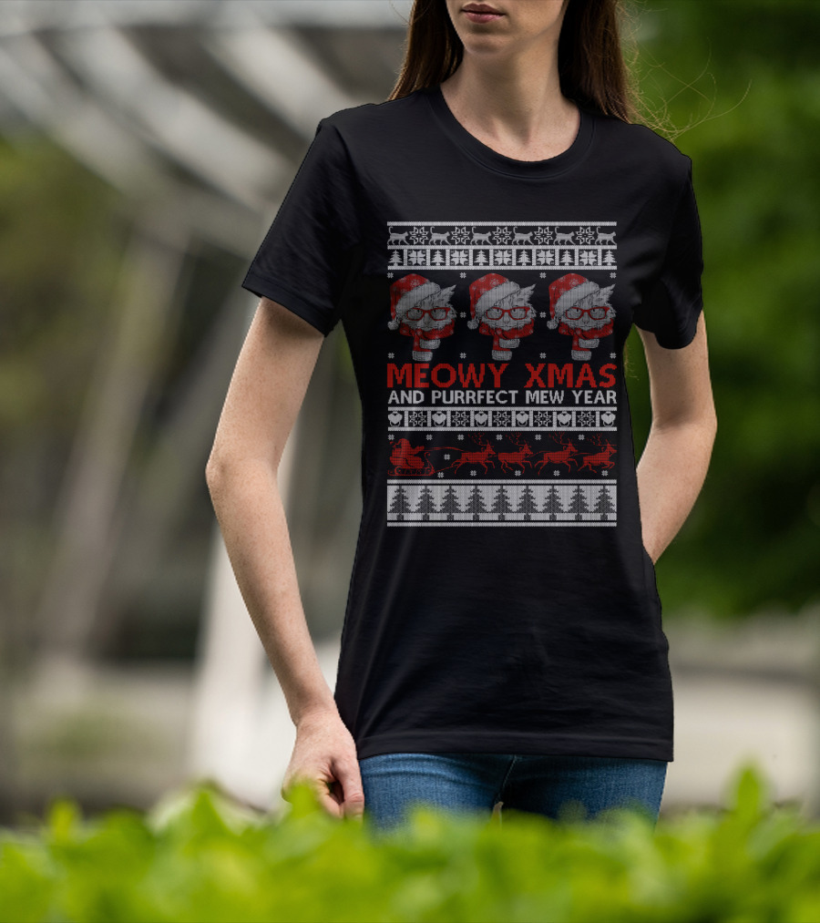 Meowy Xmas And Purrfect Mew Year T-Shirt