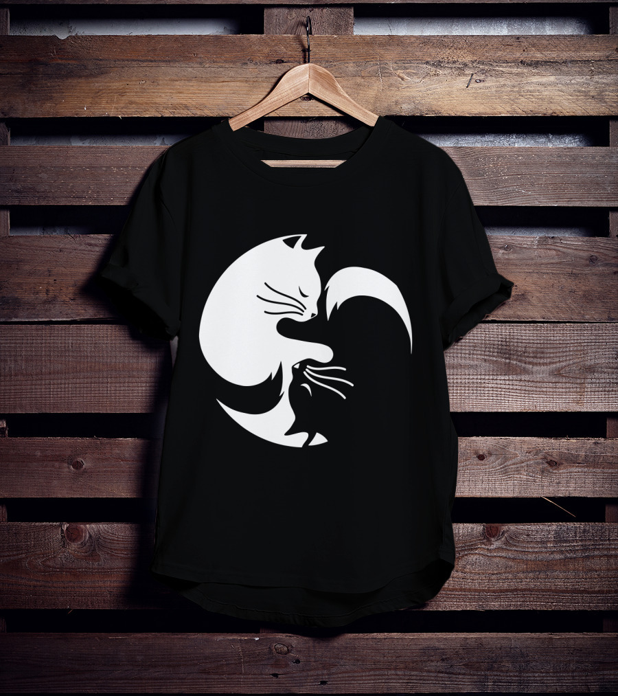 Cat Yin Yang Spiritual Meditation Yoga Balance T-Shirt
