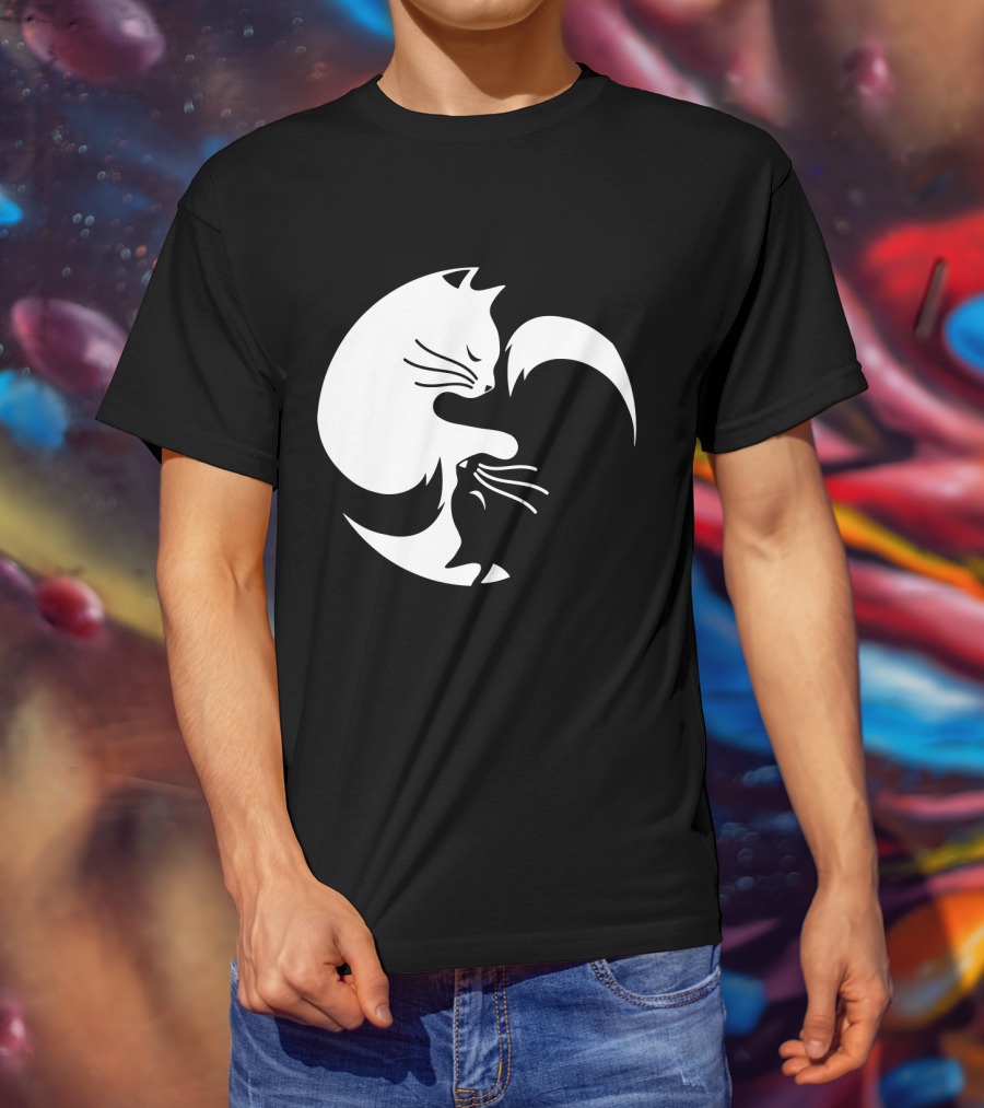 Cat Yin Yang Spiritual Meditation Yoga Balance T-Shirt