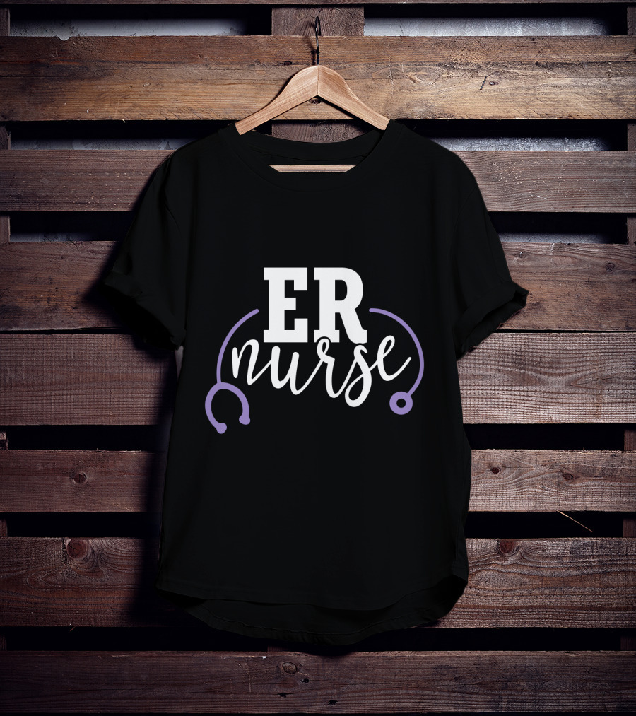 ER Nurse Stethoscope Emergency Room RN Purple T-Shirt