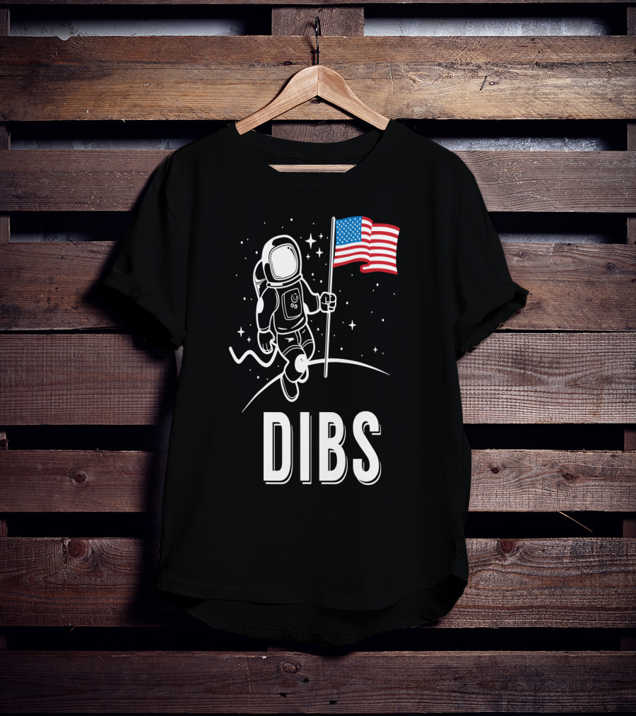 Astronaut Dibs On The American Flag Moon Landing T-Shirt