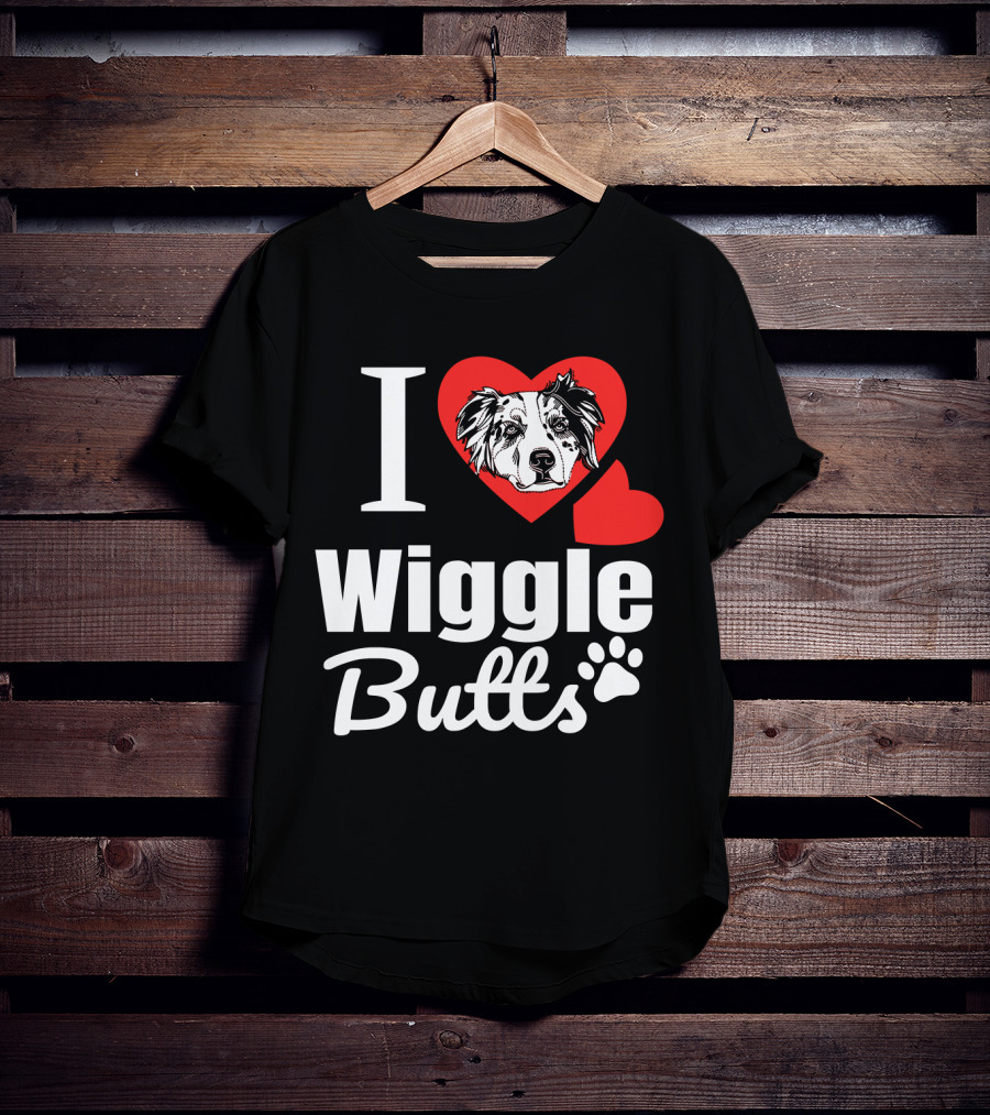 I Love Wiggle Butts I Heart Australian Shepherd T-Shirt