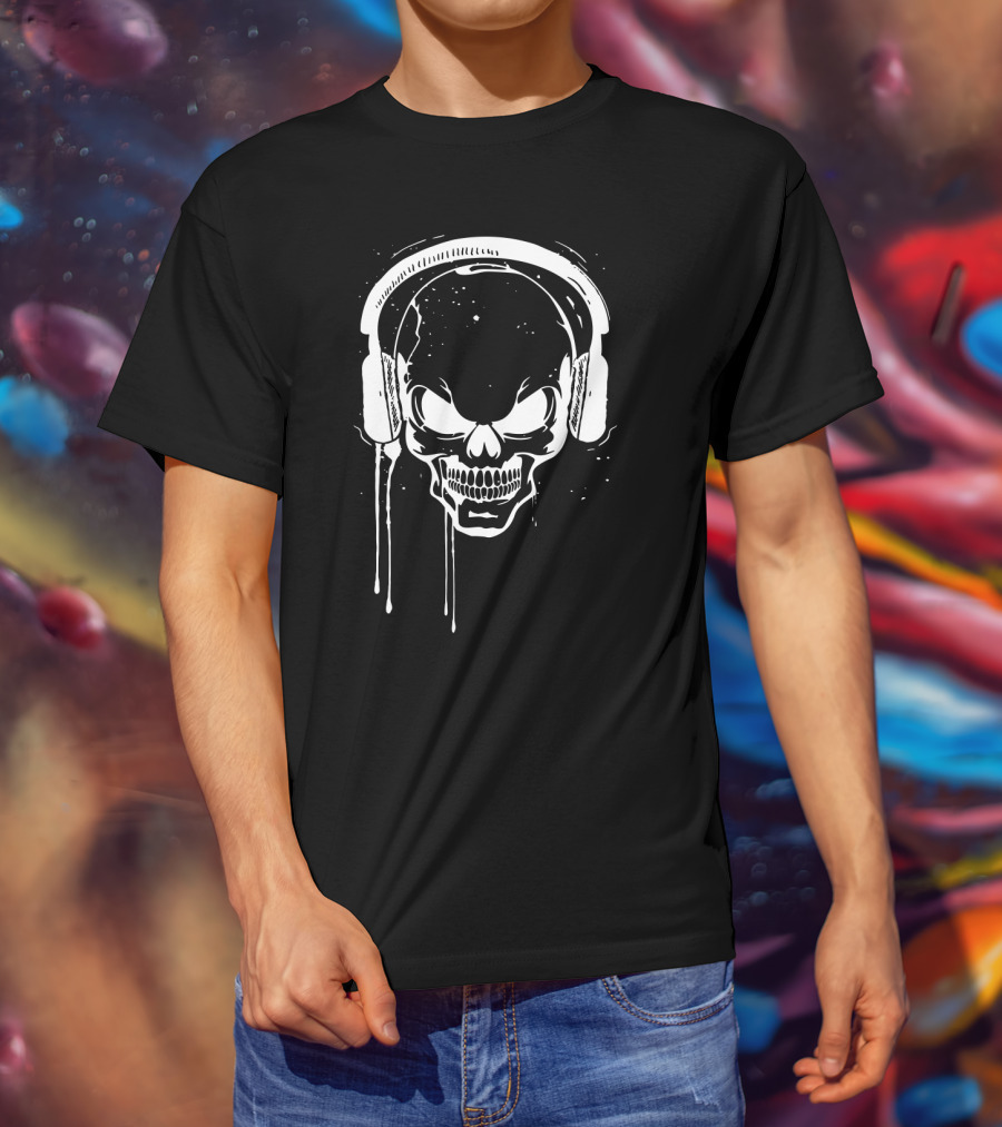 Skull Headphone Music Best Outing Skull Headphones T-Shirt