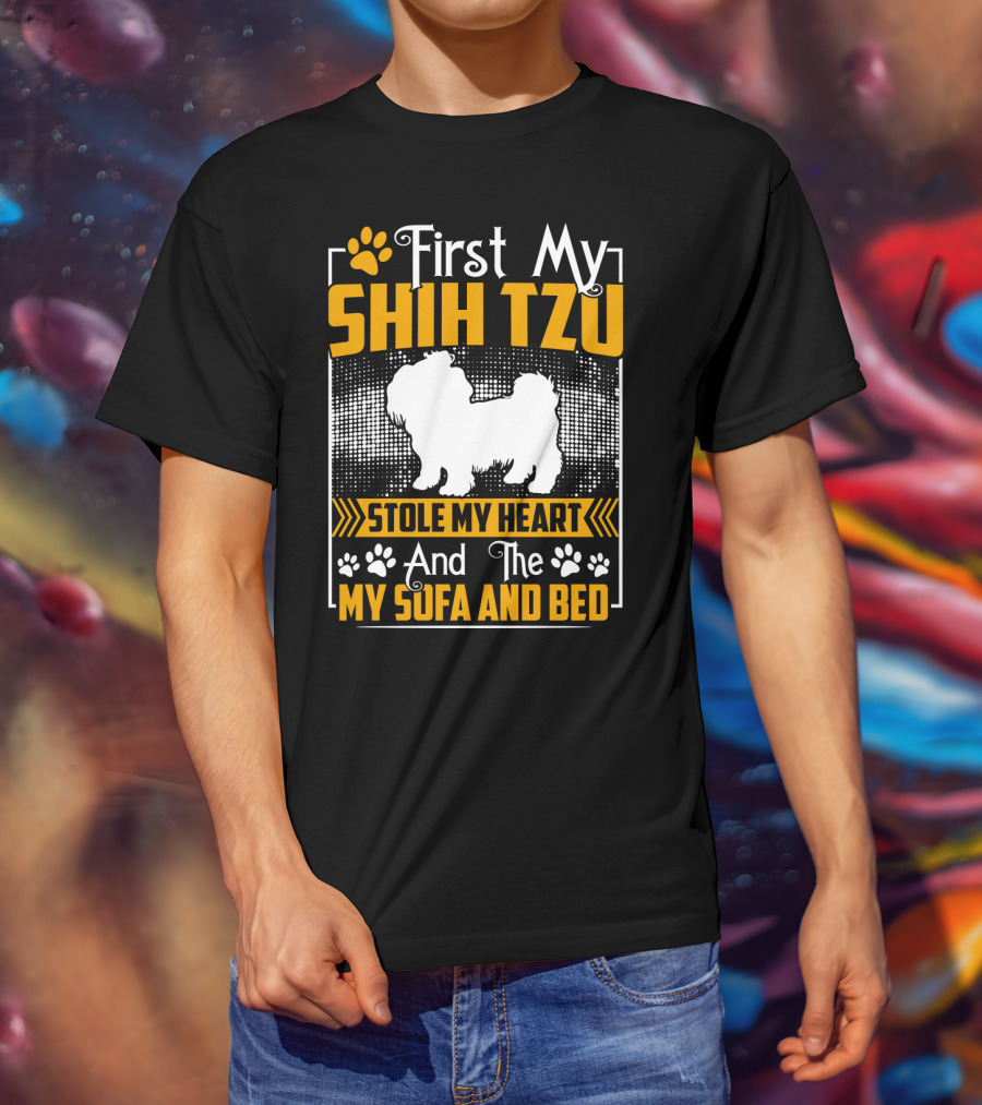 First My Shih Tzu Stole My Heart And Then My Sofa And Bed T-Shirt