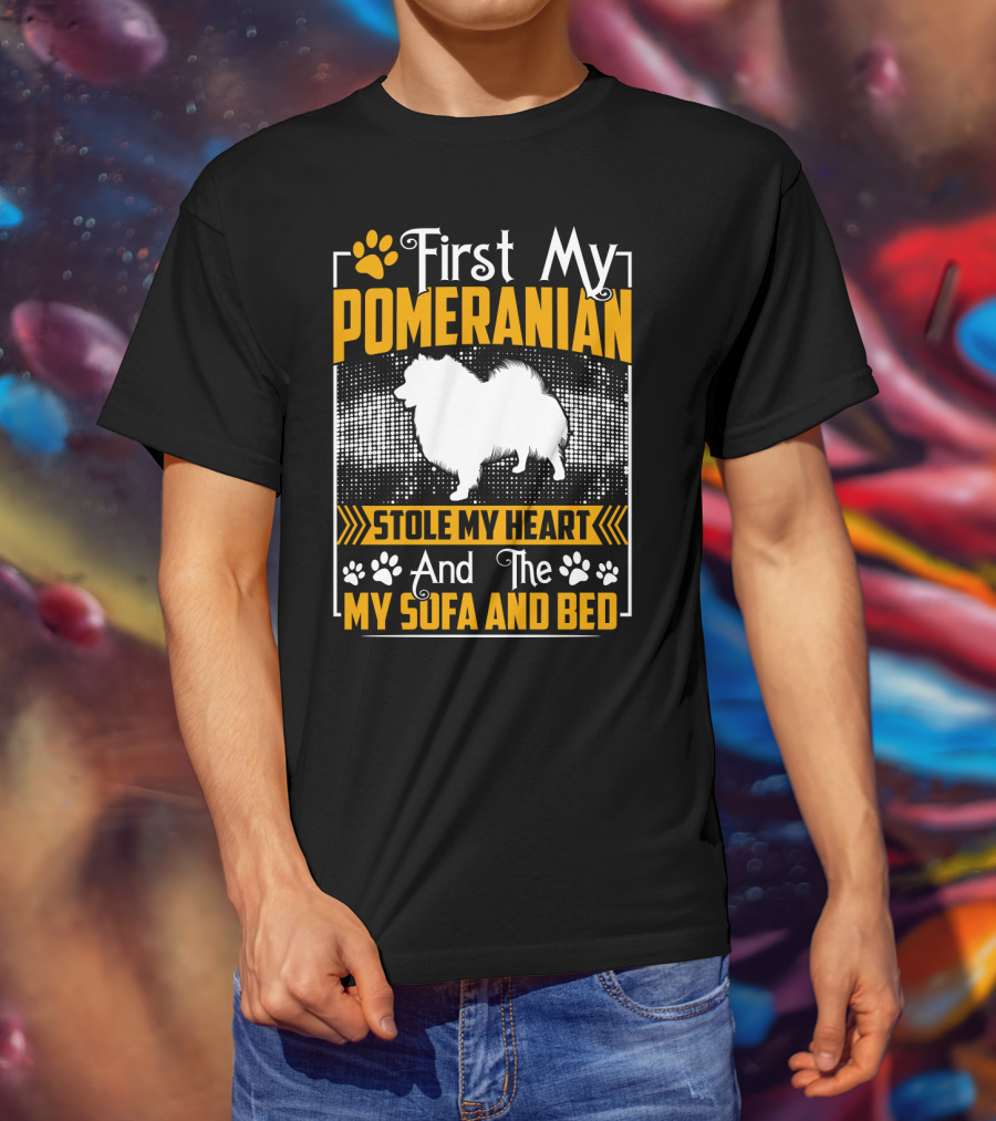 First My Pomeranian Stole My Heart And The My Sofa And Bed T-Shirt
