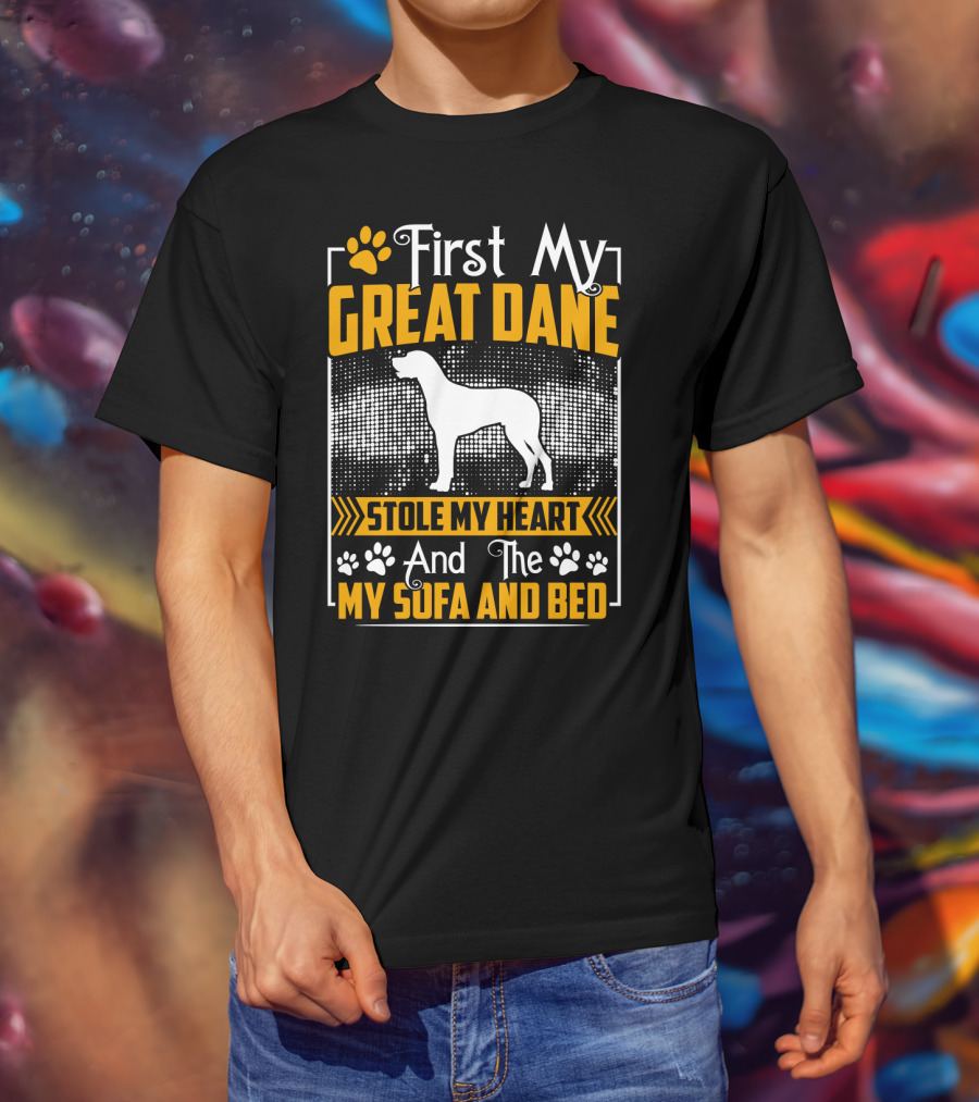First My Great Dane Stole My Heart And Then My Sofa And Bed T-Shirt