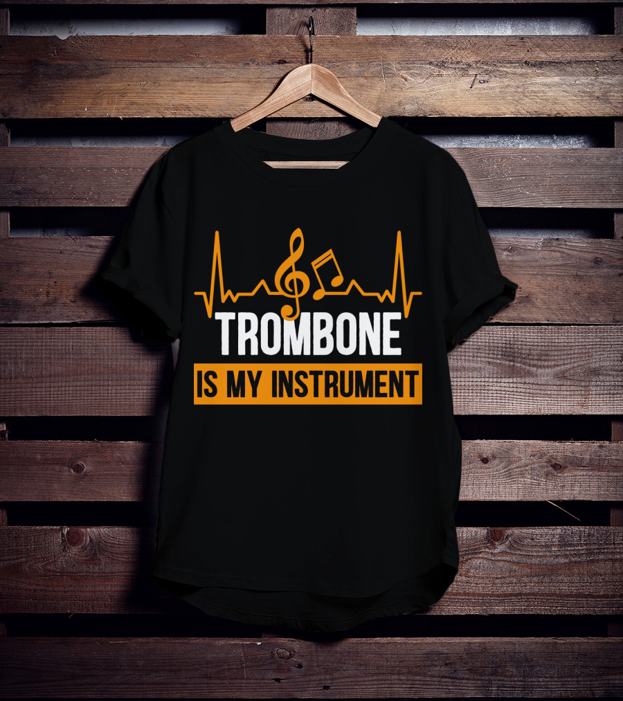 Trombone Is My Instrument Clef Pulse Music Notes T-Shirt