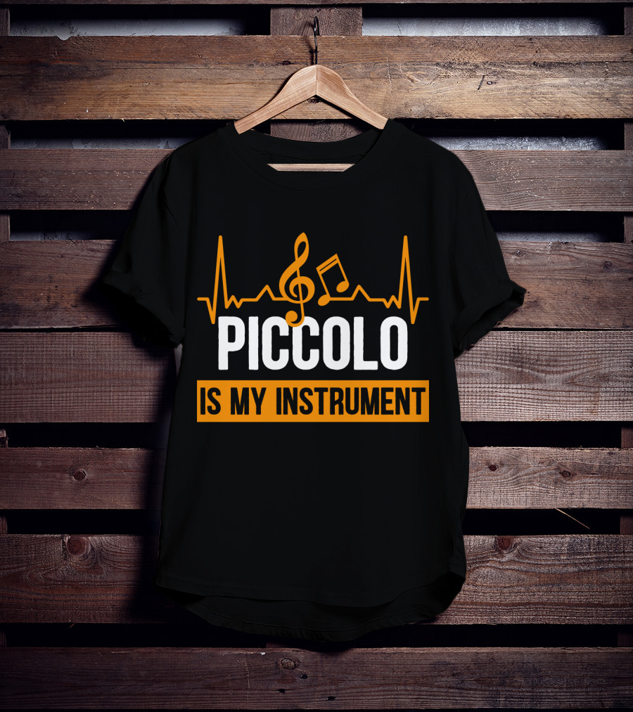 PICCOLO IS MY INSTRUMENT Music Notes Heartbeat T-Shirt