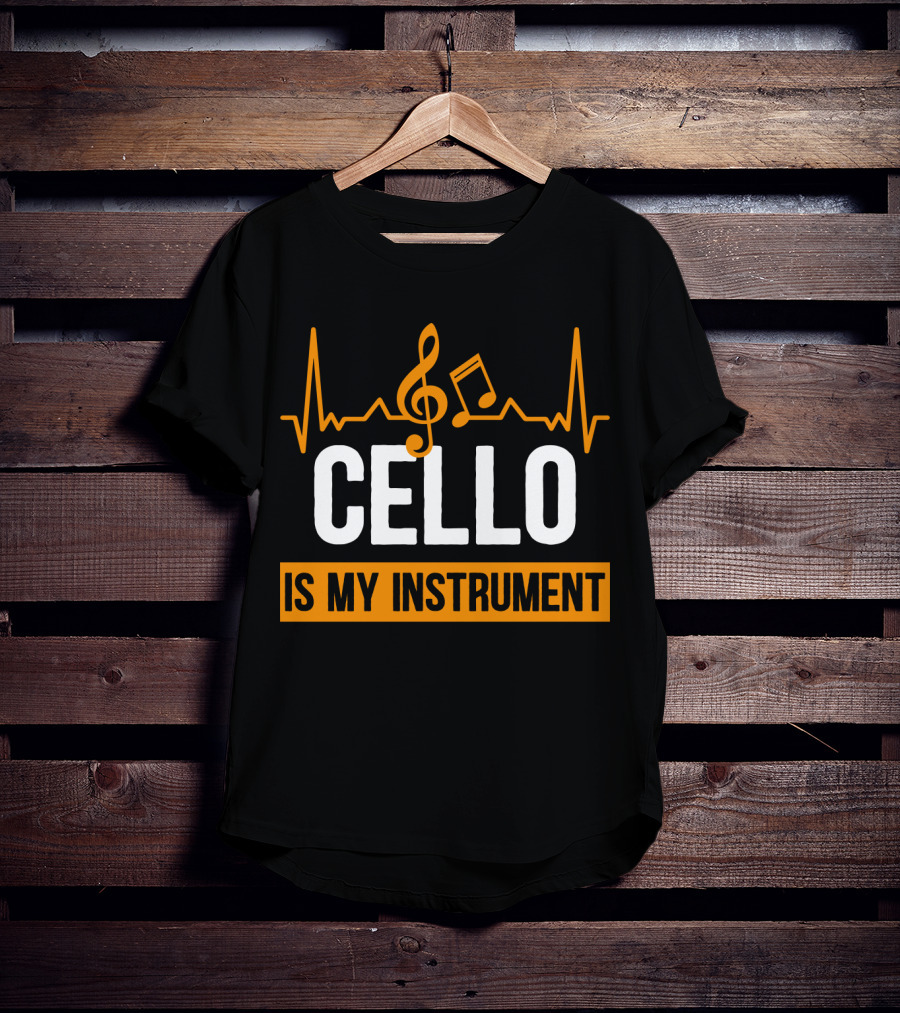 Cello Is My Instrument Clef Note Heartbeat T-Shirt