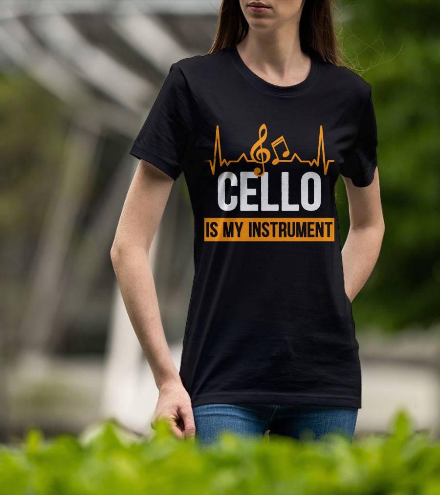 Cello Is My Instrument Clef Note Heartbeat T-Shirt