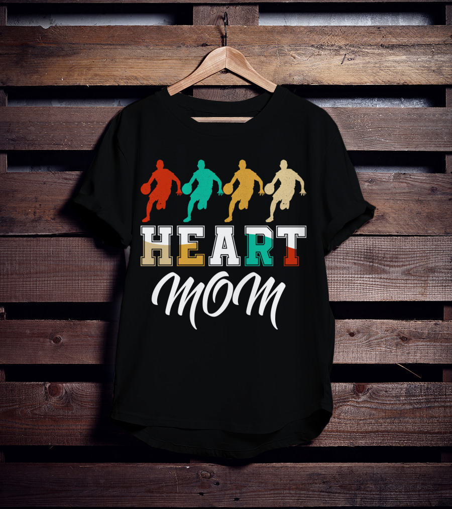 Basketball Heart Mom Quartet Players T-Shirt
