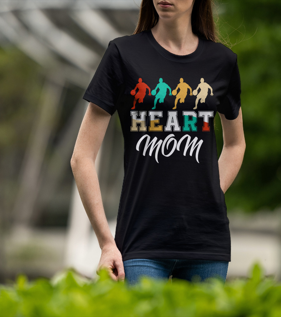 Basketball Heart Mom Quartet Players T-Shirt