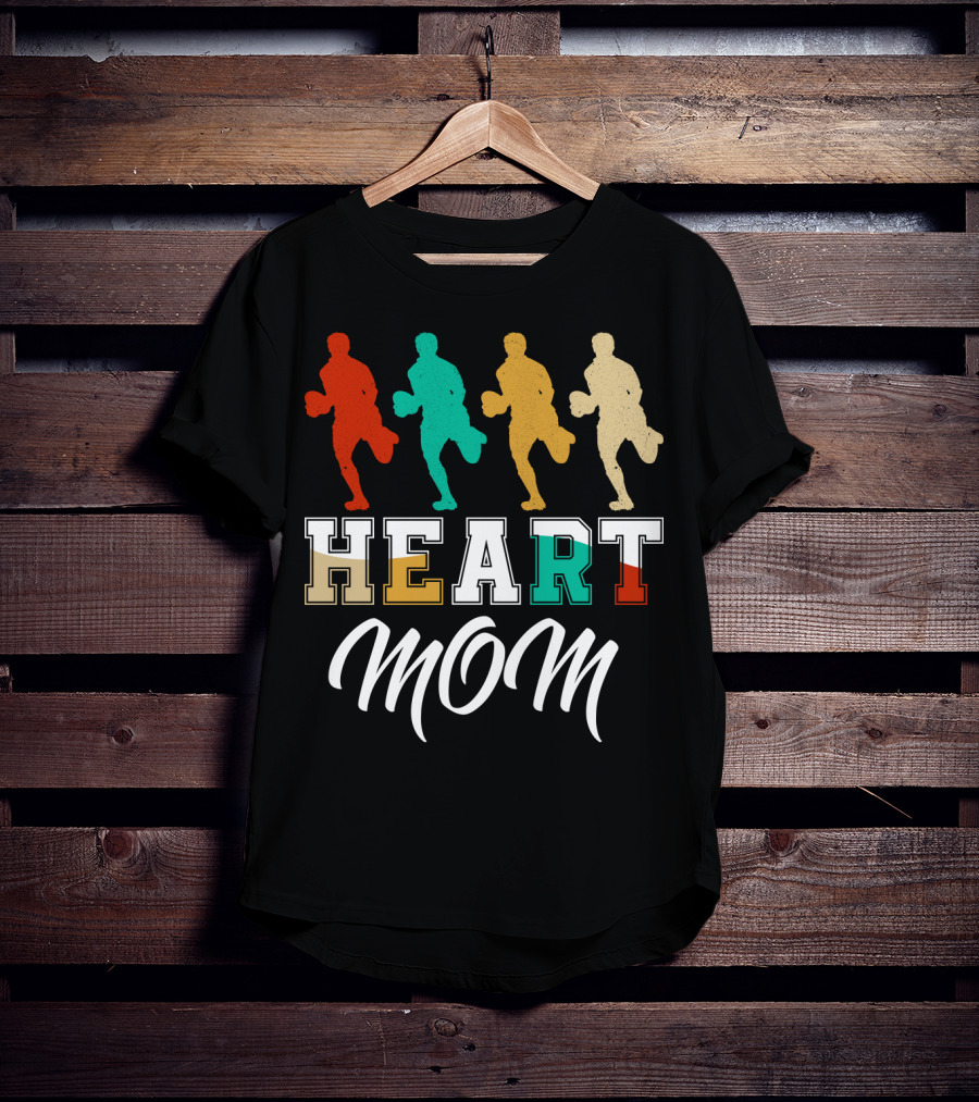 Heart Mom Rugby Running T-Shirt