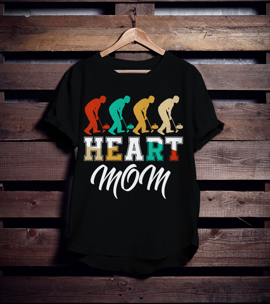 HEART Mom Curling Players T-Shirt