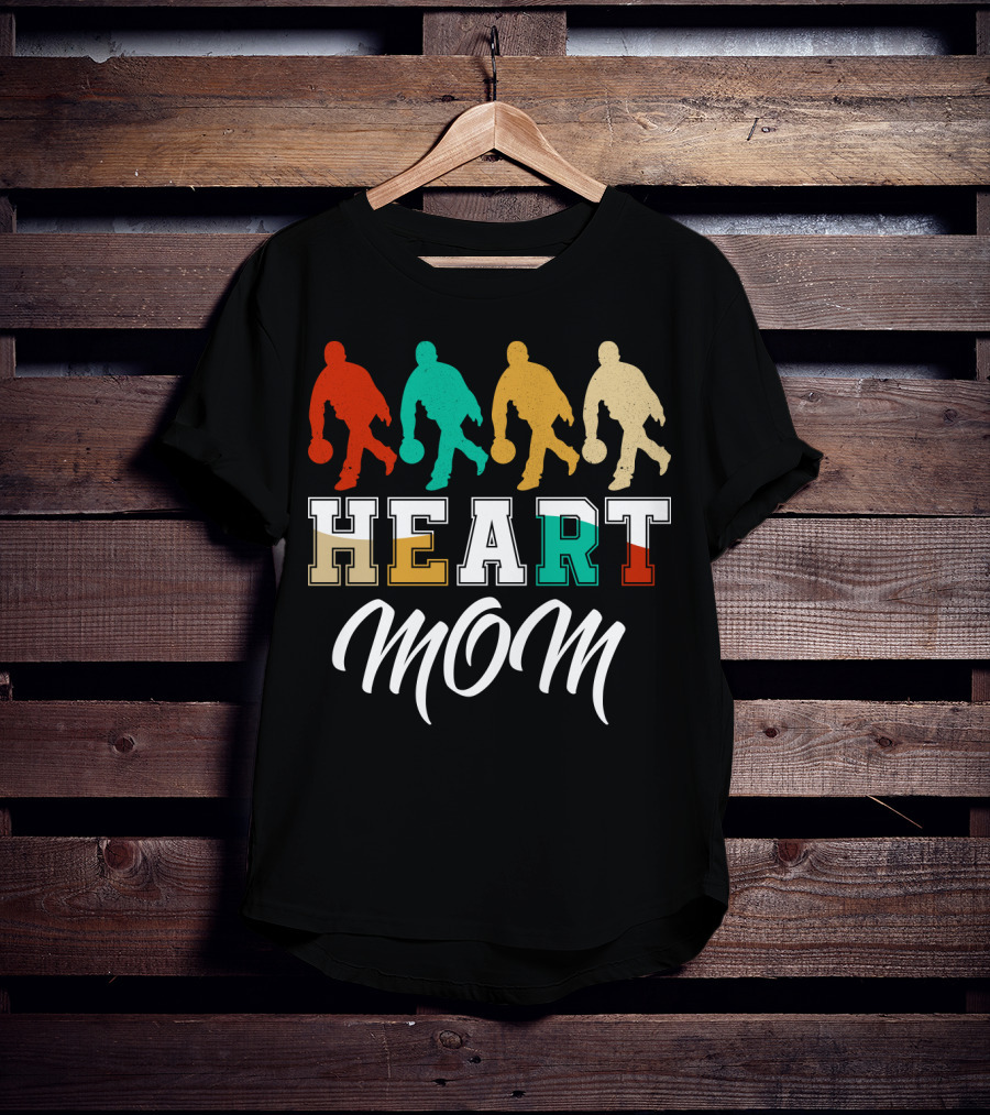 Bowling Heart Mom Retro T-Shirt