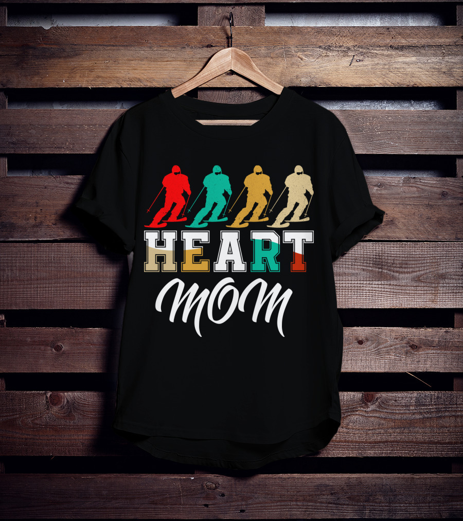 HEART MOM Skiing T-Shirt