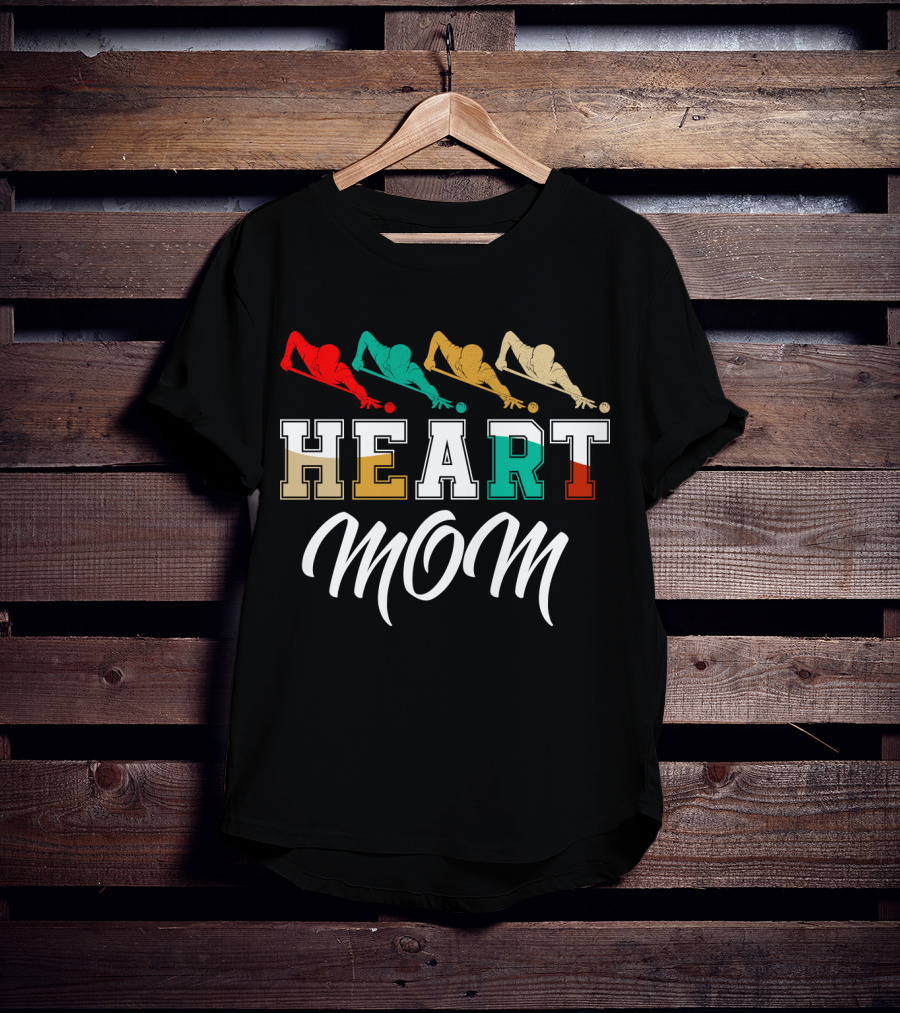 Billiards Heart Mom Pool Player T-Shirt