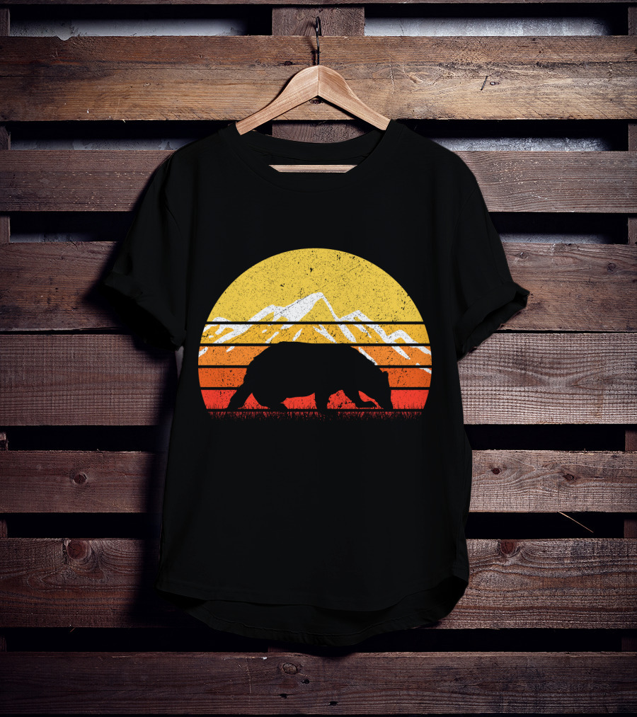 Retro Sunset Mountain Badger T-Shirt