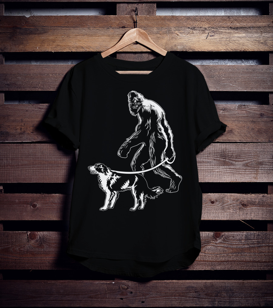 Bigfoot Walking Border Collie T-Shirt
