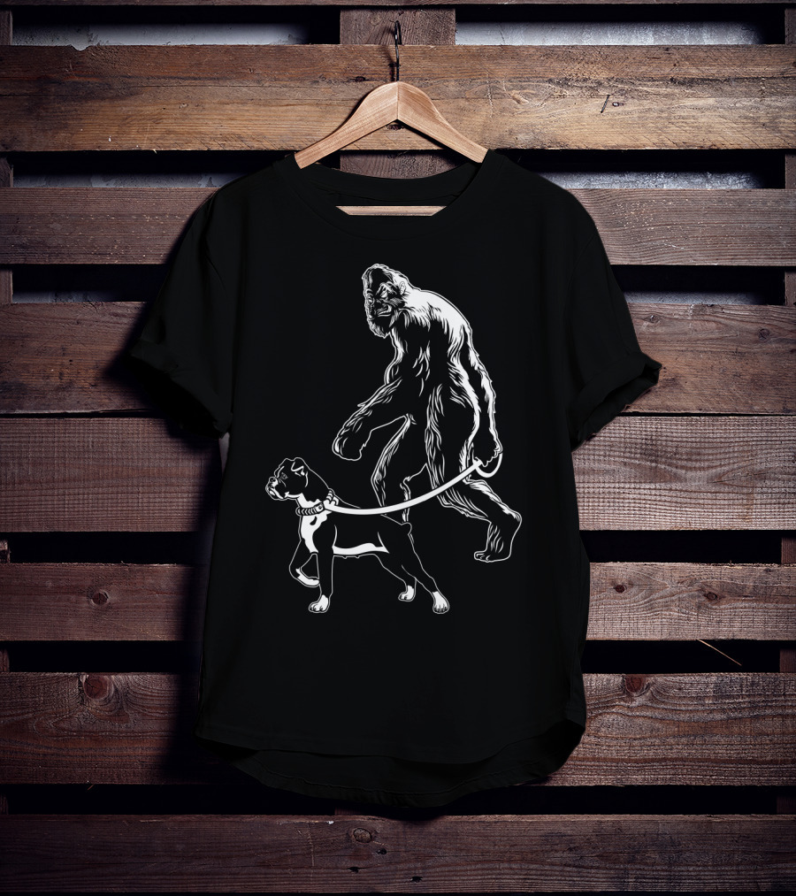 Bigfoot Walking Boxer Dog T-Shirt