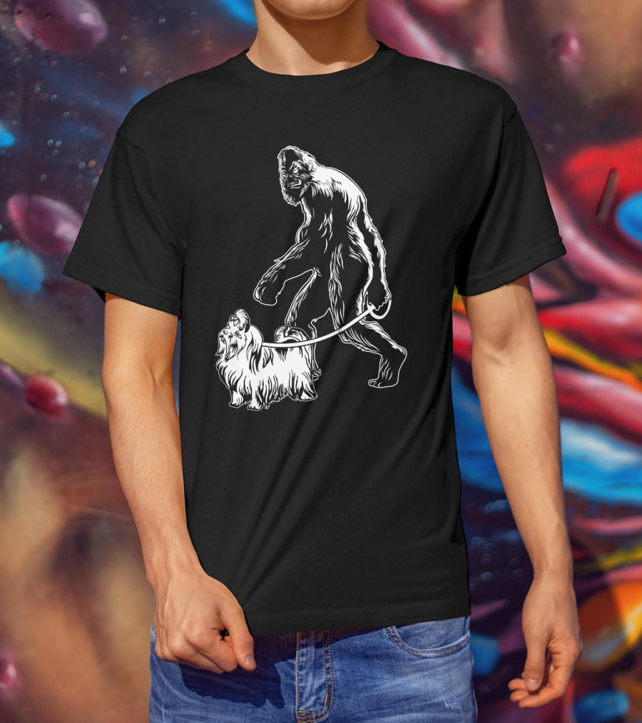 Bigfoot Walking Maltese Dog T-Shirt