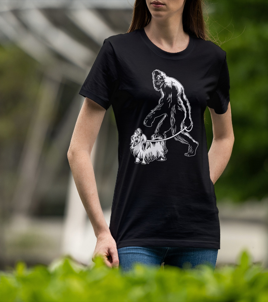 Bigfoot Walking Maltese Dog T-Shirt