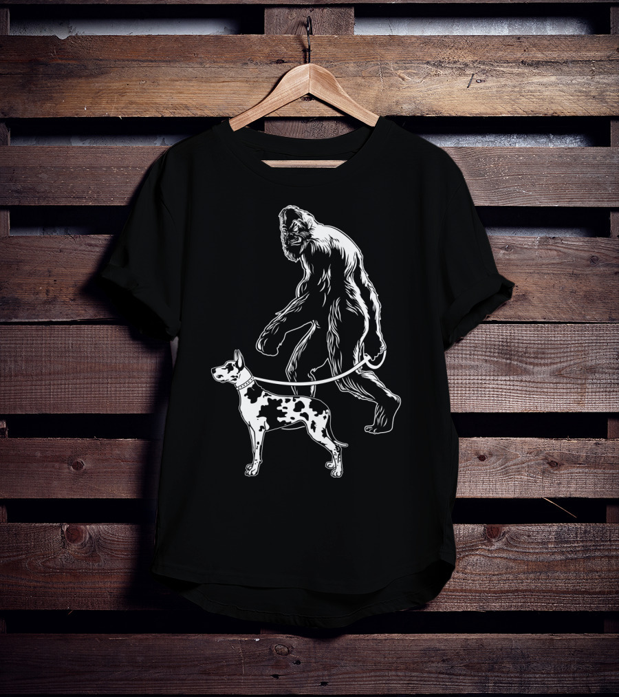Bigfoot Walking Great Dane Dog T-Shirt