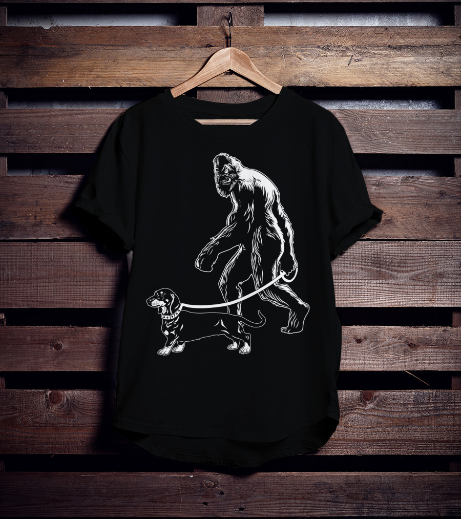 Bigfoot Walking Dachshund Dog T-Shirt