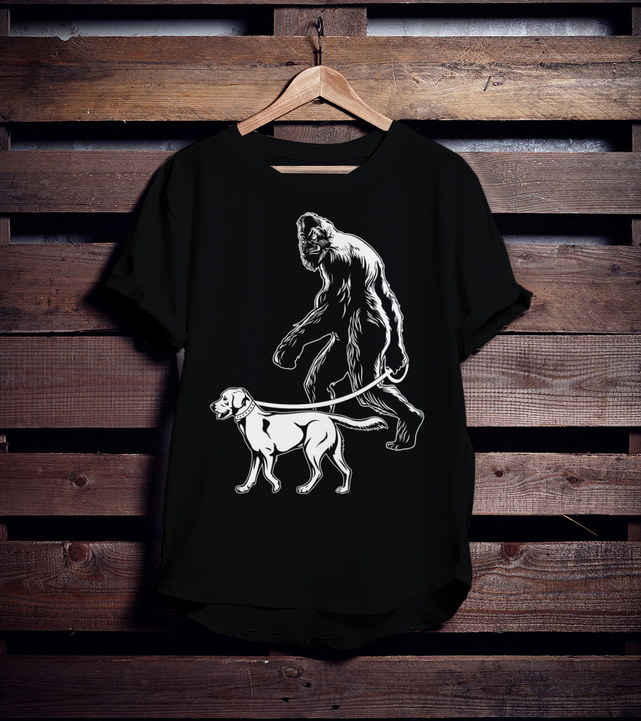 Bigfoot Walking Labrador Dog T-Shirt