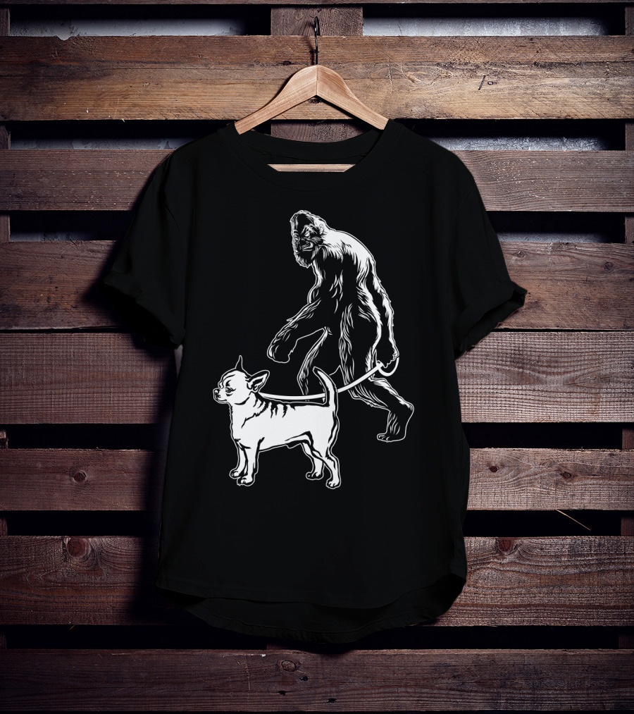 Bigfoot Walking Chihuahua Dog T-Shirt