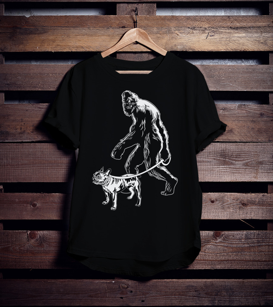 Bigfoot Walking French Bulldog Creature Companion T-Shirt