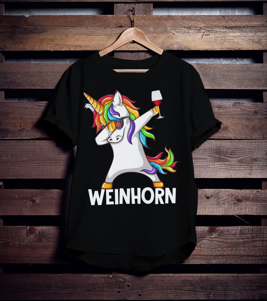 Weinhorn Dabbing Einhorn With Wine Glass T-Shirt