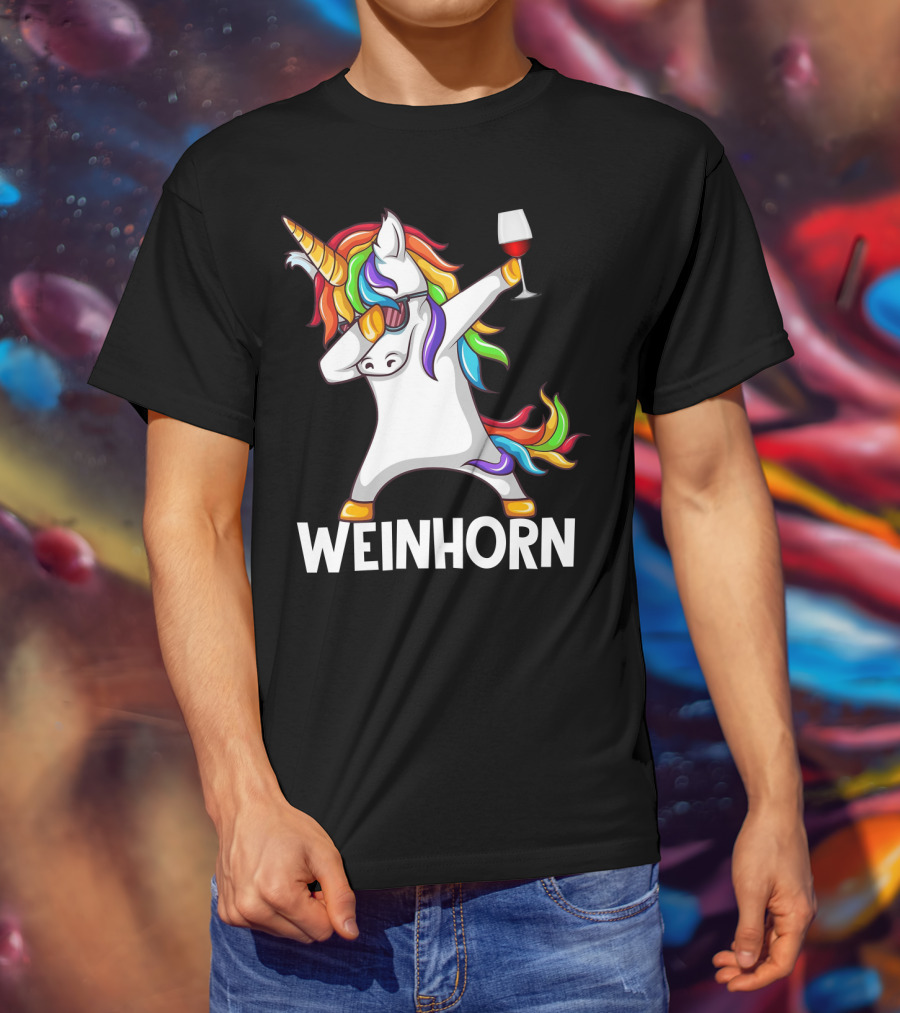Weinhorn Dabbing Einhorn With Wine Glass T-Shirt