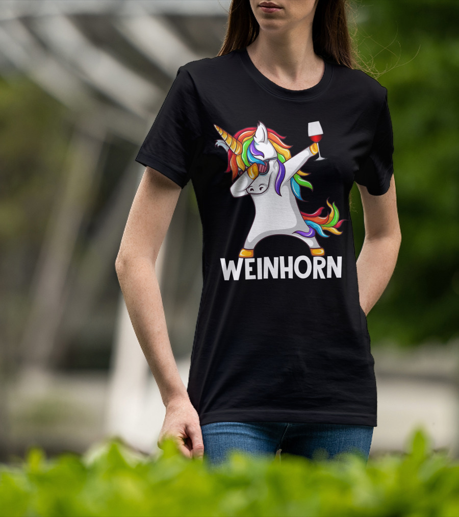 Weinhorn Dabbing Einhorn With Wine Glass T-Shirt